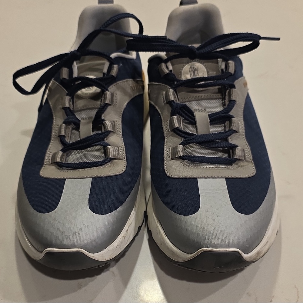 Brunello Cucinelli Men's Low Top Colorblock Sneakers Blue Gray White Lace Up